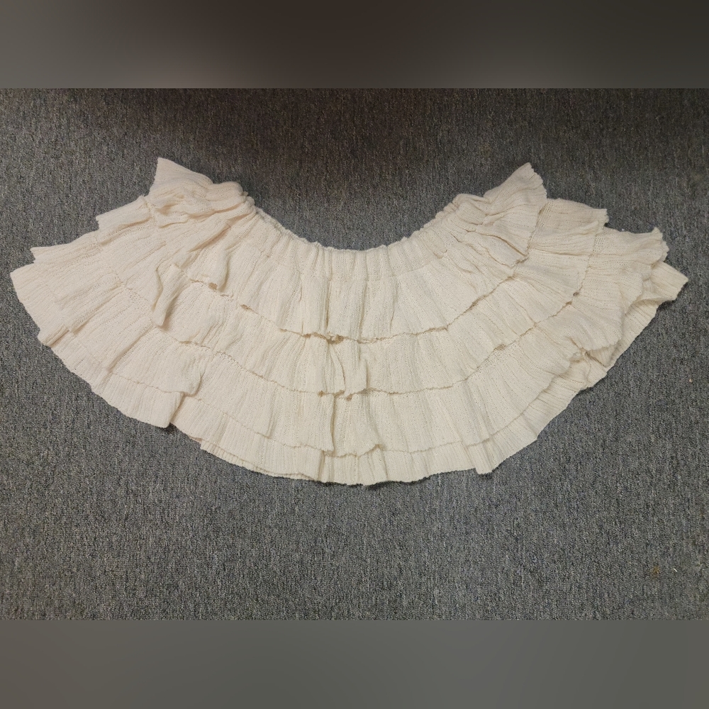 Mango Beige Crochet Off The Shoulder Top, US M